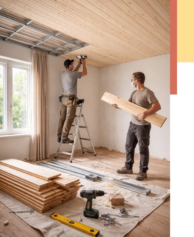 Монтаж потолка из вагонки в Раменском от 6590 руб. | Быстро и недорого — ОТДЕЛОЧНИК-Рмн