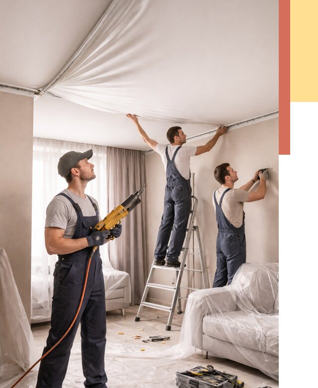 Установка натяжного потолка в Раменском от 4563 руб. | Быстро и недорого — ОТДЕЛОЧНИК-Рмн