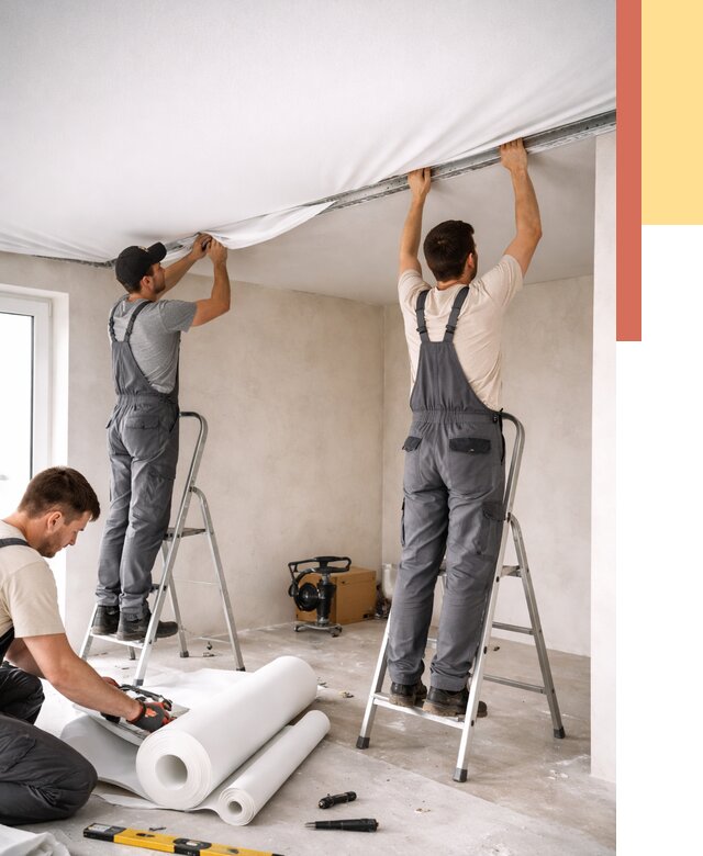 Монтаж тканевого натяжного потолка в Раменском от 3549 руб. под ключ | ОТДЕЛОЧНИК-Рмн