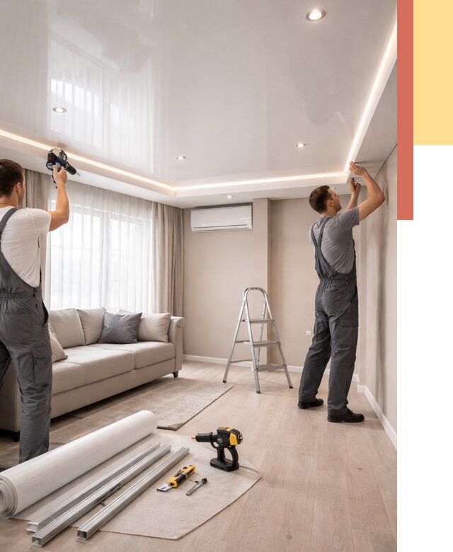 Монтаж глянцевого натяжного потолка в Раменском от 760 руб. под ключ | ОТДЕЛОЧНИК-Рмн