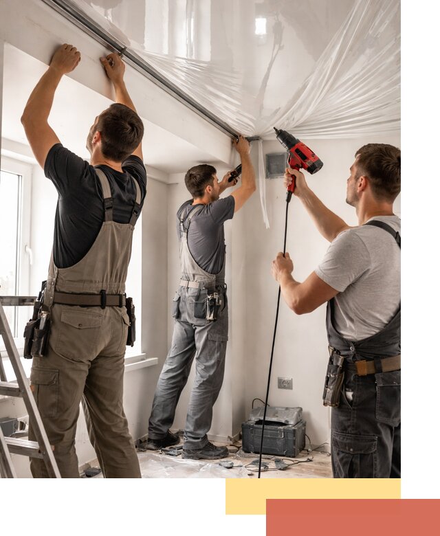 Монтаж глянцевого натяжного потолка в Раменском быстро и качественно