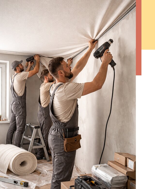 Монтаж фактурного натяжного потолка в Раменском от 760 руб. — ОТДЕЛОЧНИК-Рмн