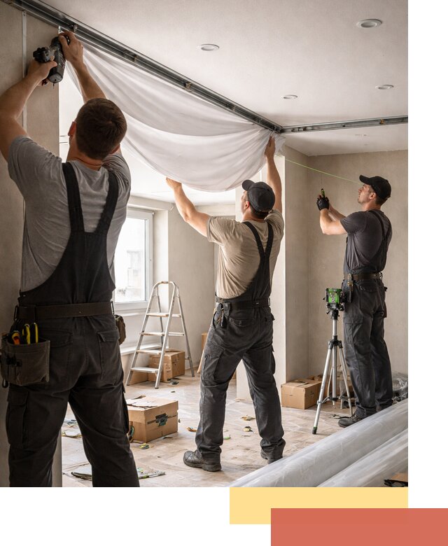 Монтаж парящего натяжного потолка под ключ в Раменском