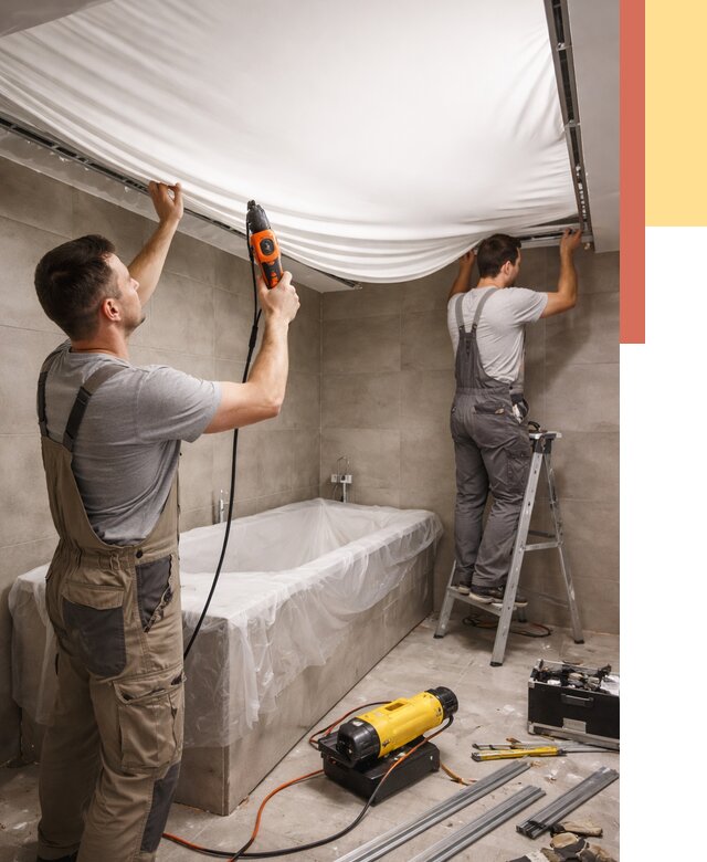 Монтаж натяжного потолка в ванной в Раменском от 1217 руб. под ключ | ОТДЕЛОЧНИК-Рмн