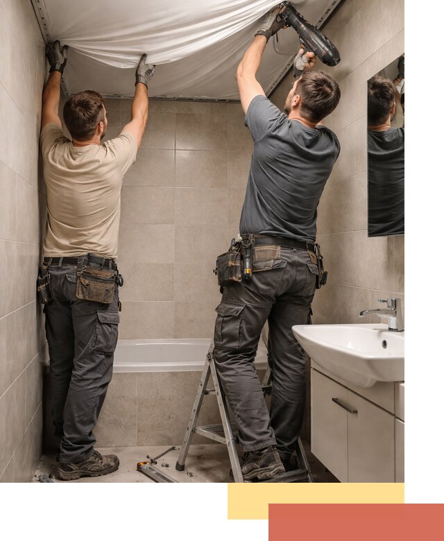 Монтаж натяжного потолка в ванной в Раменском быстро и качественно