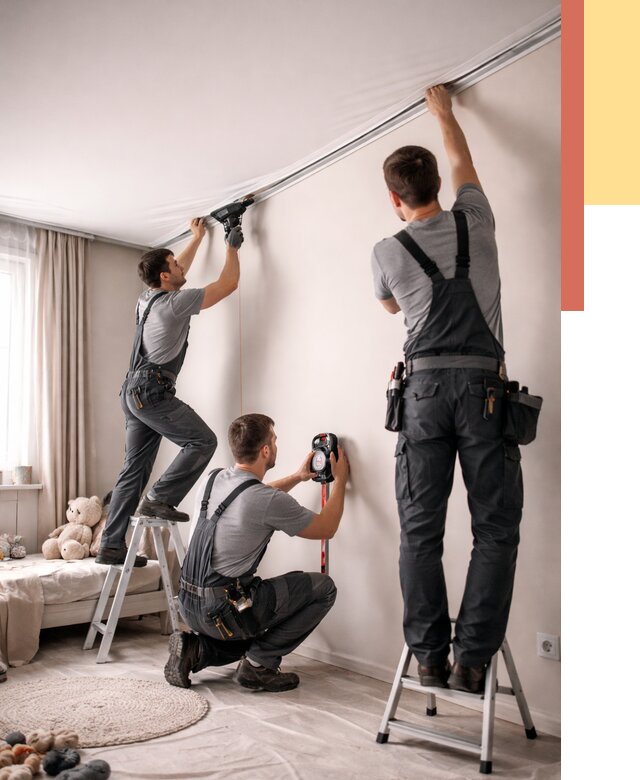 Монтаж натяжного потолка в детской в Раменском от 3549 руб. — быстро и недорого | ОТДЕЛОЧНИК-Рмн