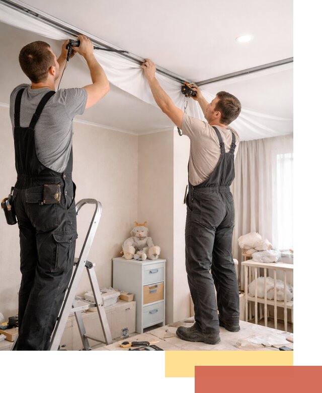 Монтаж натяжного потолка в детской комнате в Раменском