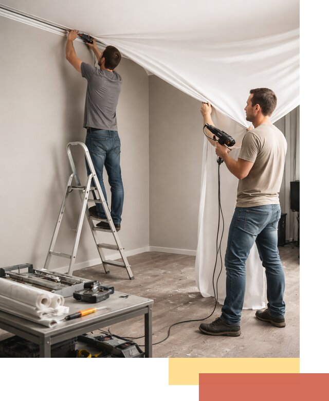 Монтаж натяжного потолка в студии в Раменском