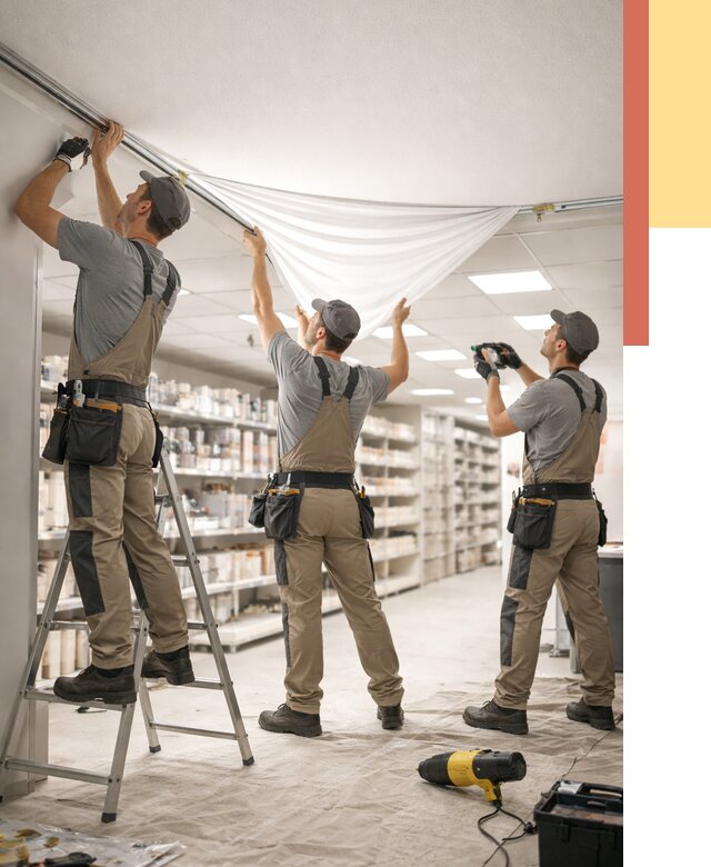 Монтаж натяжного потолка в магазине в Раменском от 4563 руб. быстро и недорого | ОТДЕЛОЧНИК-Рмн