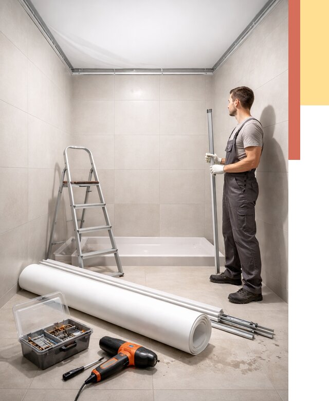 Монтаж натяжного потолка в санузле в Раменском от 1876 руб. — ОТДЕЛОЧНИК-Рмн