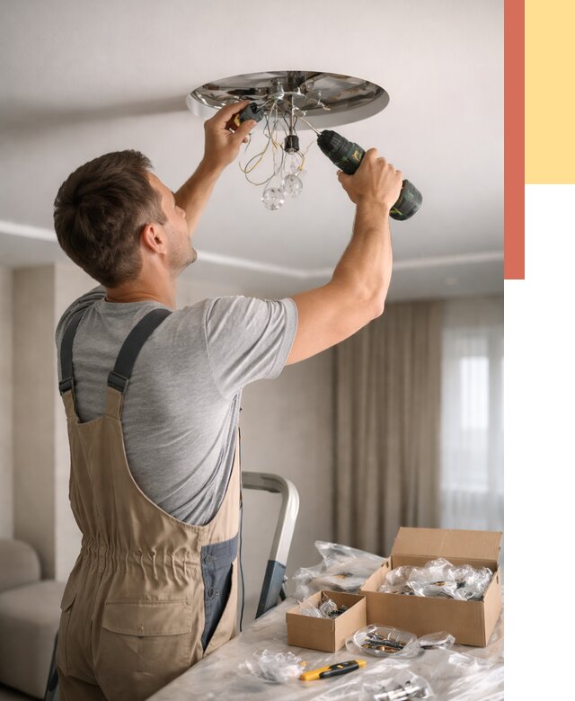 Установка люстры в натяжной потолок в Раменском от 1217 руб. | Быстро и недорого — ОТДЕЛОЧНИК-Рмн