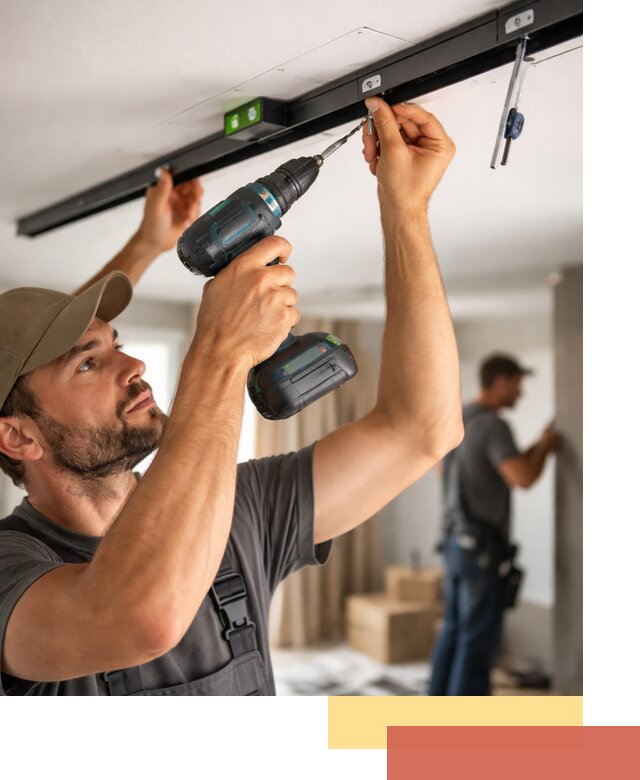 Установка трековых светильников в натяжной потолок в Раменском