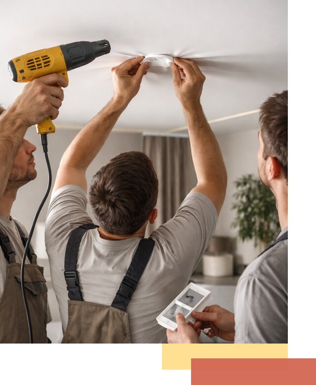 Ремонт прокола полотна натяжного потолка в Раменском