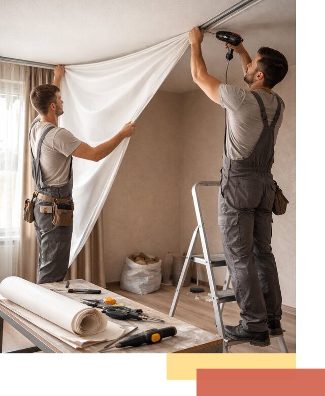 Замена полотна натяжного потолка в Раменском быстро и качественно