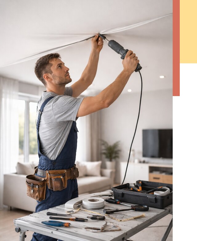 Ремонт натяжных потолков в Раменском от 9632 руб. под ключ — ОТДЕЛОЧНИК-Рмн