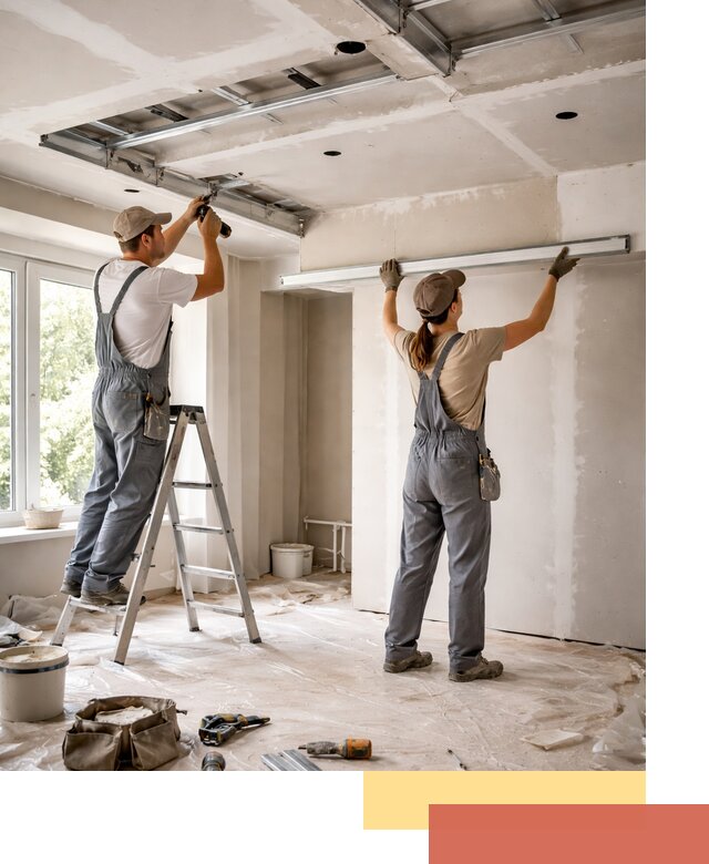 Монтаж многоуровневого потолка из гипсокартона в Раменском