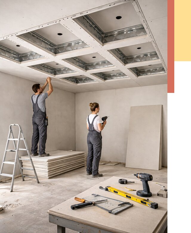 Кессонный потолок из гипсокартона в Раменском от 1876 руб. — монтаж и под ключ | ОТДЕЛОЧНИК-Рмн