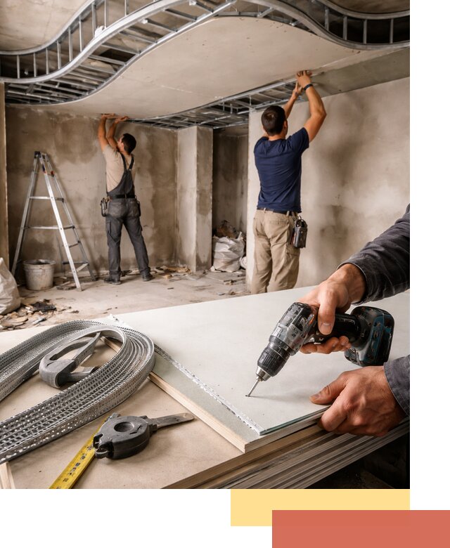 Криволинейный потолок из гипсокартона в Раменском — монтаж и отделка