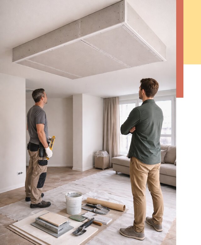 Короб на потолке из гипсокартона в Раменском от 2231 руб. — монтаж и услуги под ключ | ОТДЕЛОЧНИК-Рмн