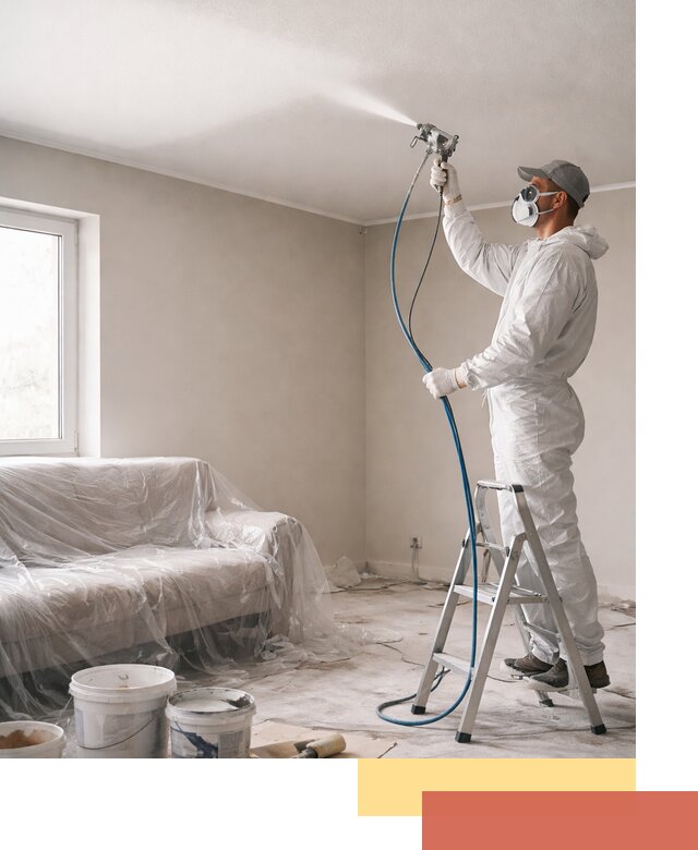 Покраска потолка краскопультом в Раменском быстро и качественно