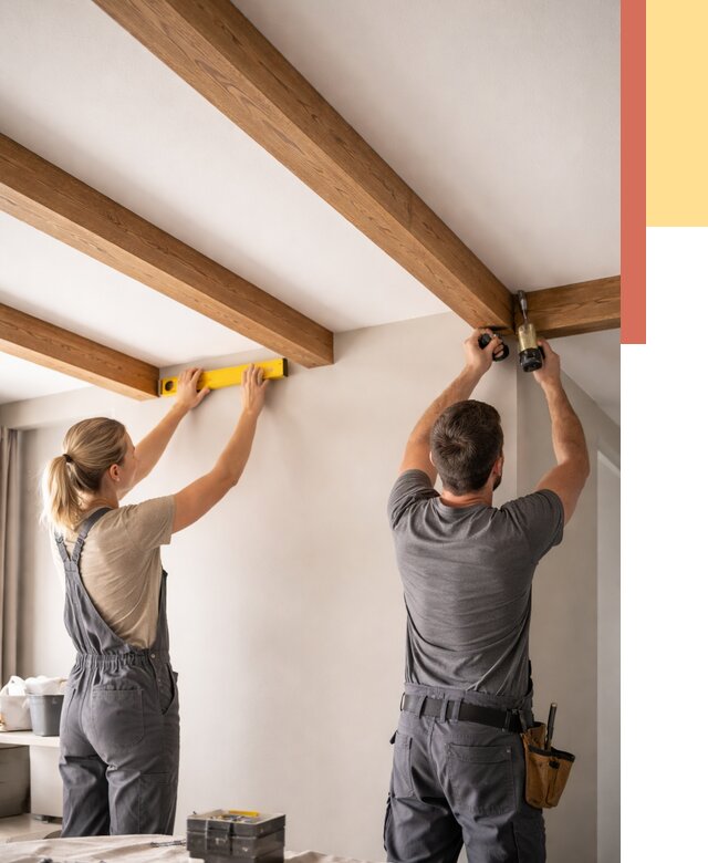 Монтаж декоративных балок на потолок в Раменском от 4258 руб. — ОТДЕЛОЧНИК-Рмн